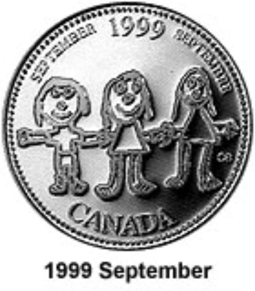 Canada Base Metal 1999 25 Cents September, no denomination, Mule  BU