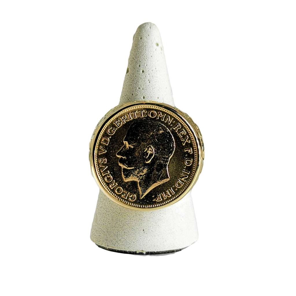 Coin Brick Pattern 10kt yellow gold coin ring designed in brick pattern style