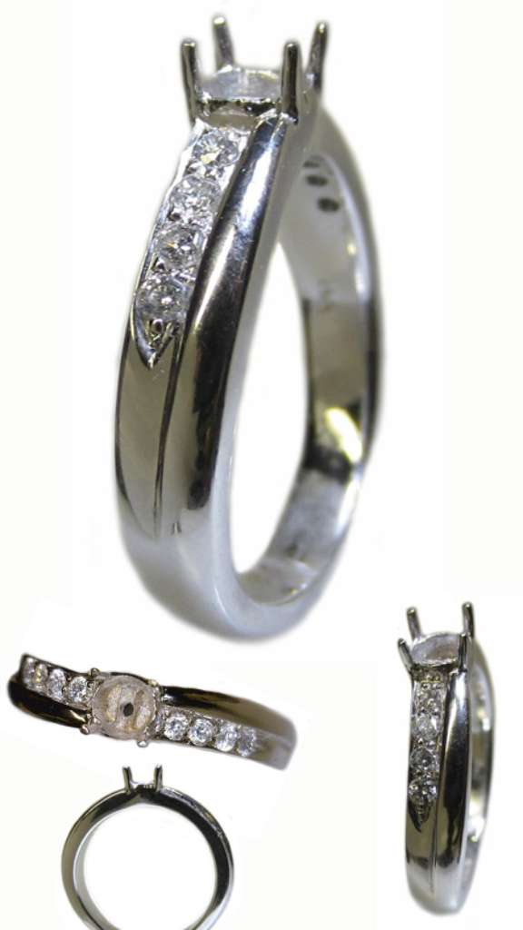 Ladies' 14kt white gold fancy engagement ring semi-mounting