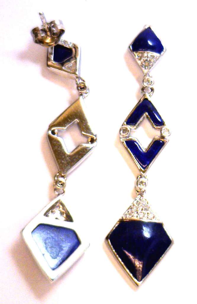 14kt white gold lapis earrings