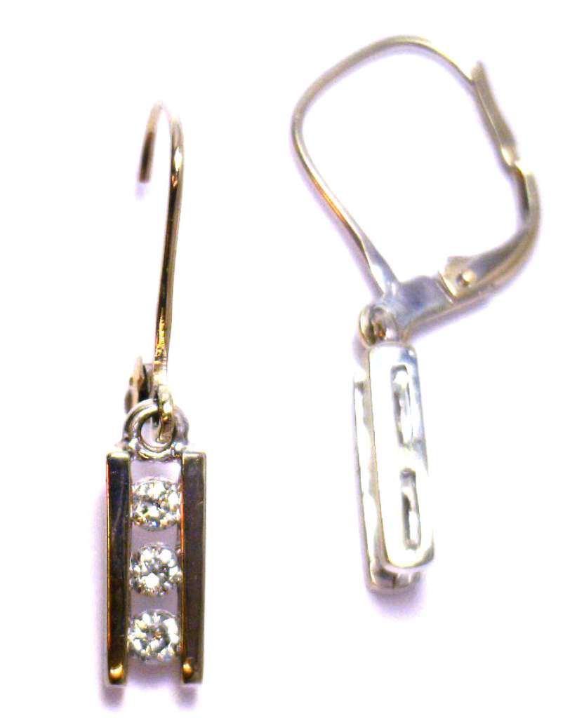 14kt white gold dangling style diamond earrings