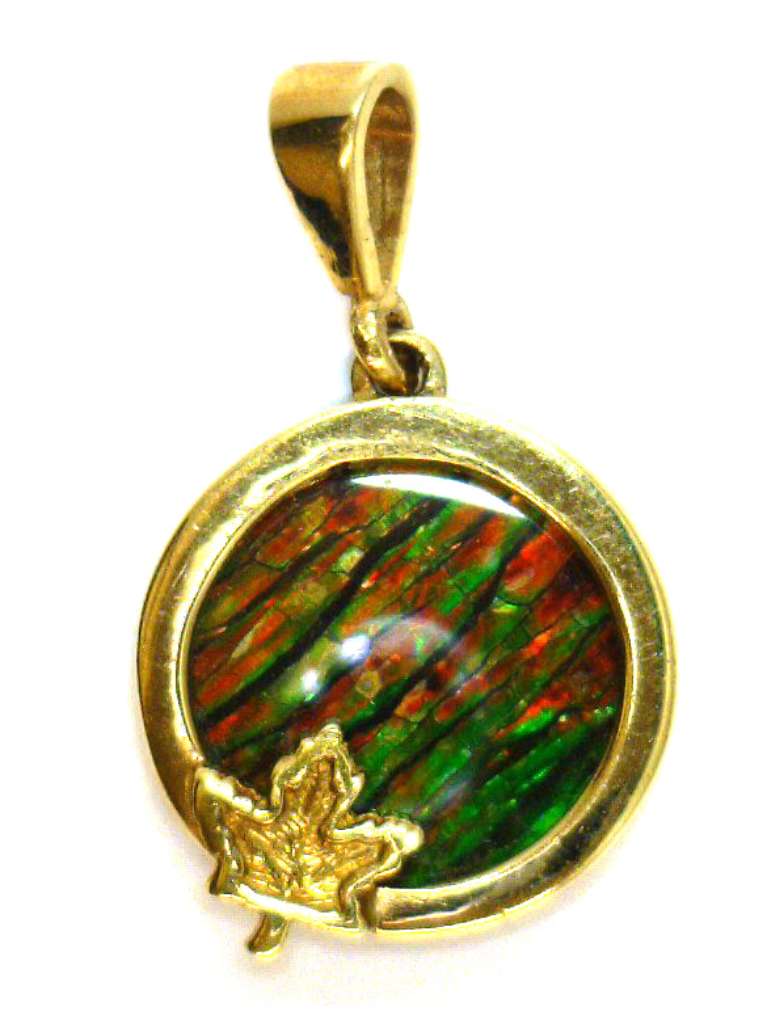 14kt yellow gold ammolite pendant