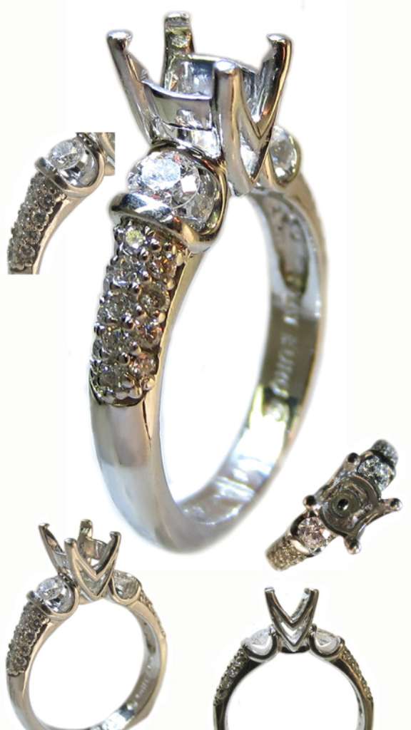 Ladies' platinum fancy engagement ring semi-mounting
