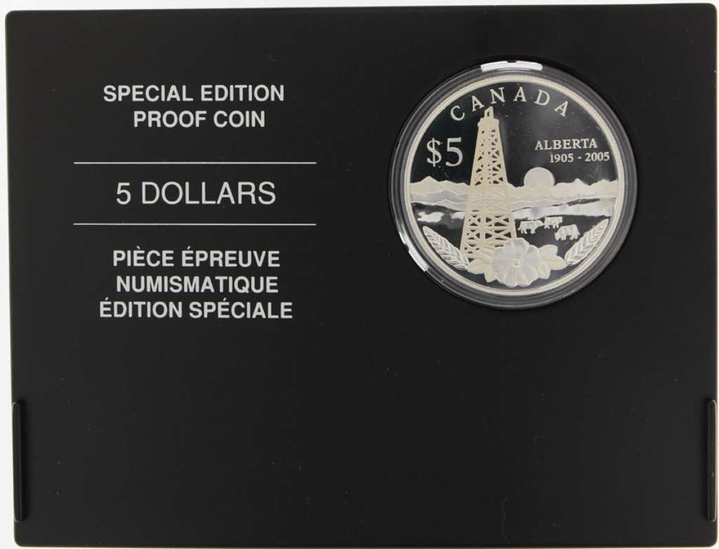 Canada Silver 2005 $5 Alberta Centannial PF .81oz, .9999