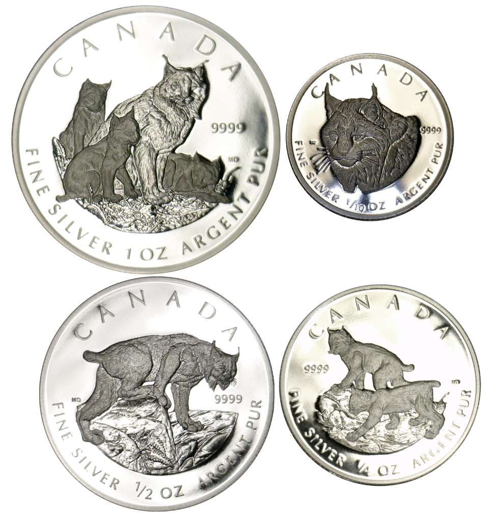 Canada Silver 2005 Set Canada Lynx, 4-coins 1.85oz, .9999