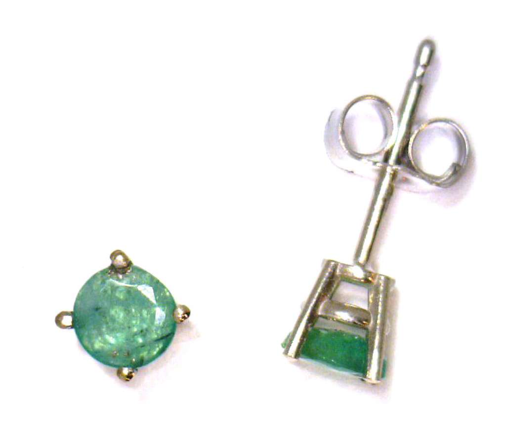 Ladies' 14kt white gold stud style emerald earrings