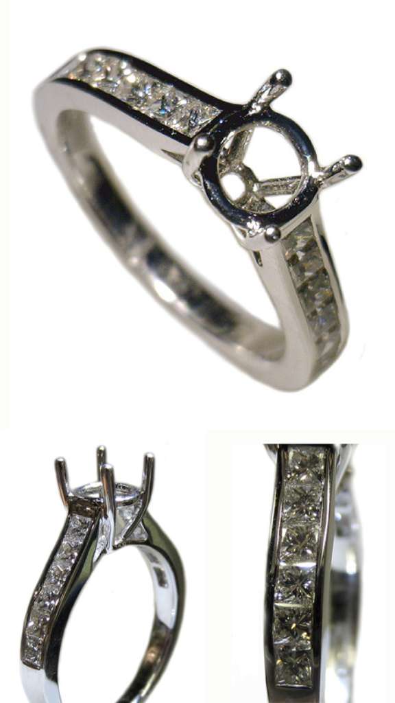 Ladies' 18kt white gold fancy engagement ring semi-mounting