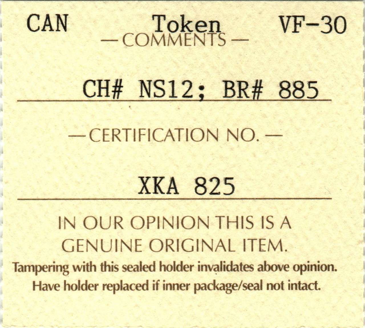 fullMatchVisibleHalfpenny Token; Commercial ChangeVF30ICCS