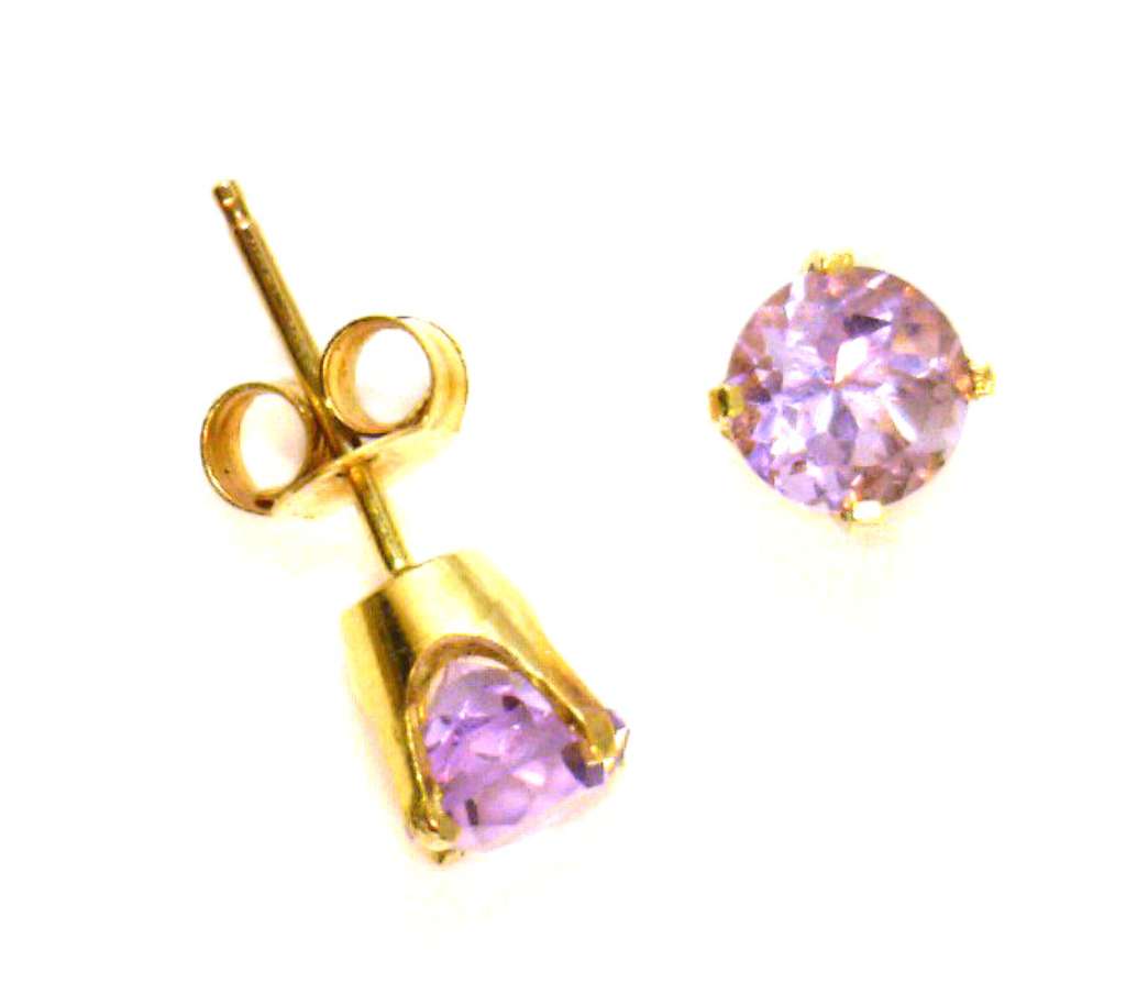 14kt yellow gold amethyst stud earrings