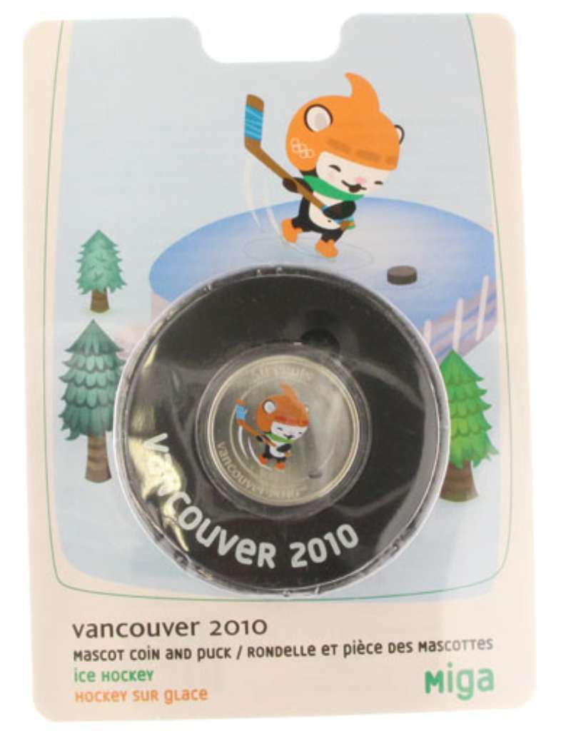 Canada Base Metal 2010 50 Cents Coin in Puck: Mascot - Miga SP