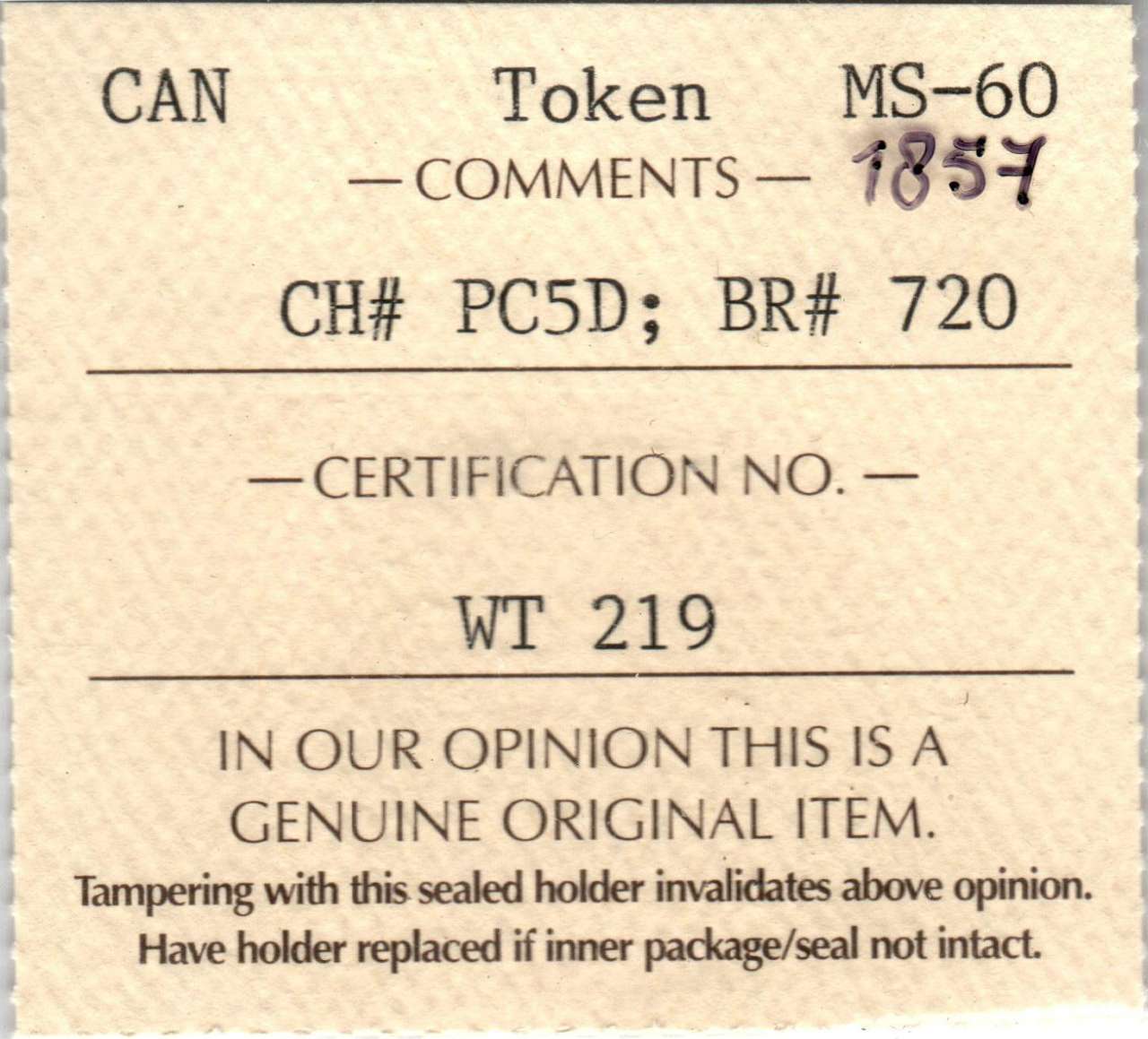fullMatchVisibleHalfpenny TokenMS60ICCS