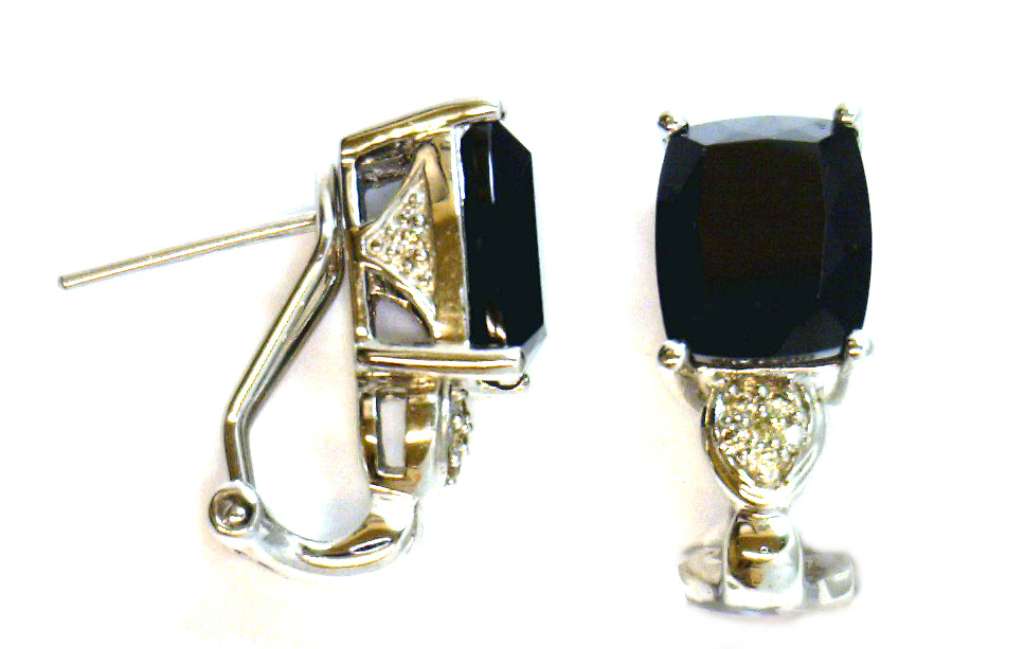 14kt white gold black spinel earrings