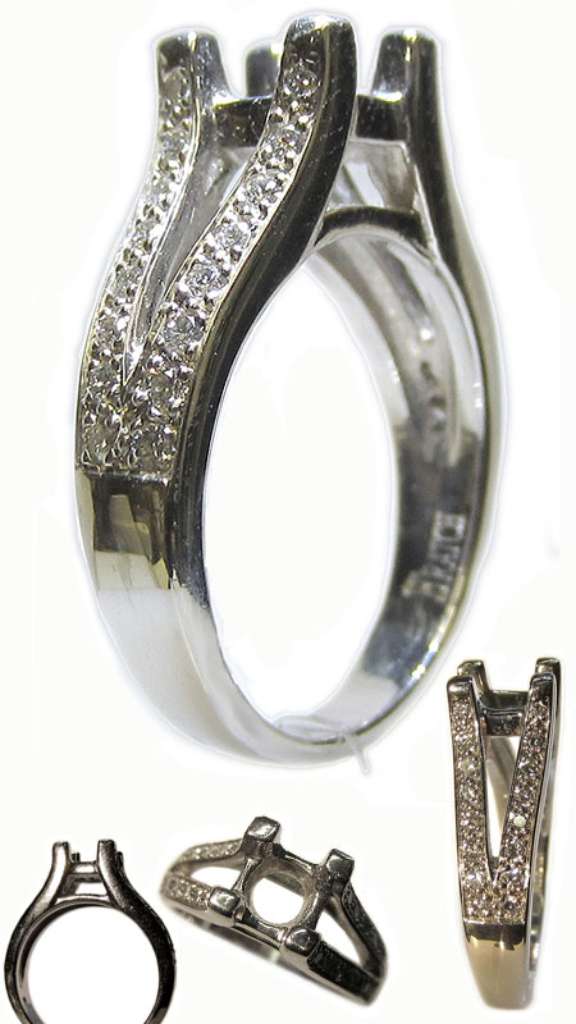 Ladies' palladium 950 fancy engagement ring semi-mounting