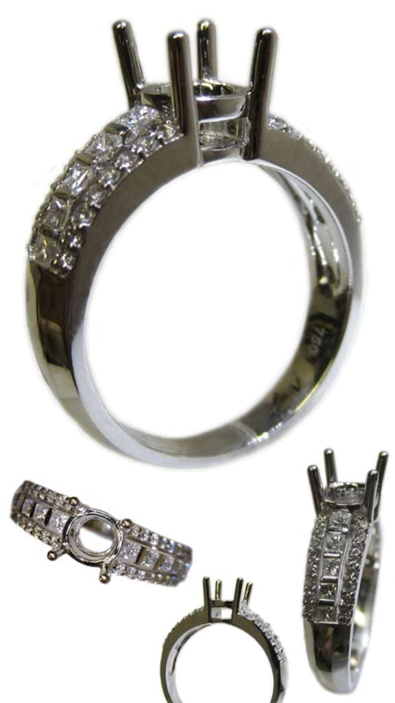 Ladies' 18kt white gold fancy engagement ring semi-mounting