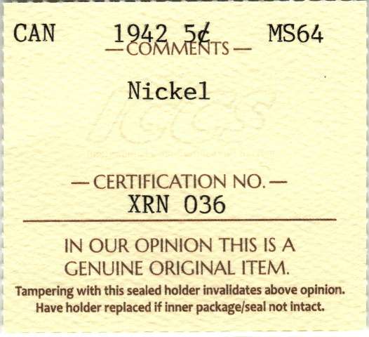 fullMatchVisible1942 NickelMS64ICCS