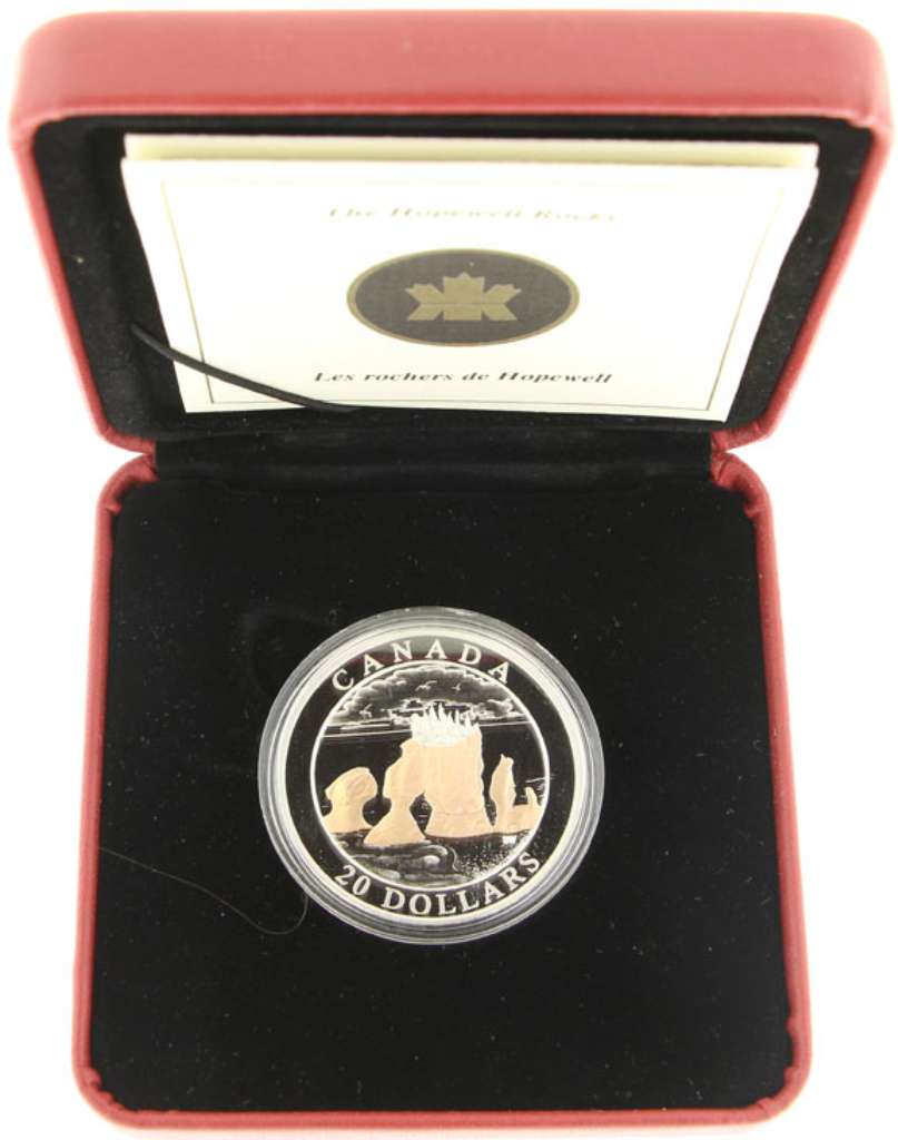 AUBERGE COIN 未使用 Canada Silver 2004 $20 Natural Wonders - Hopewell Rocks PF 1.009oz, .9