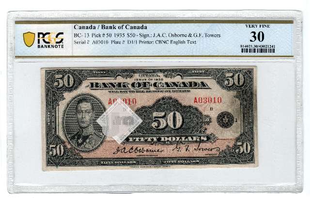 fullMatchVisibleEnglishBanknoteVF30PCGS