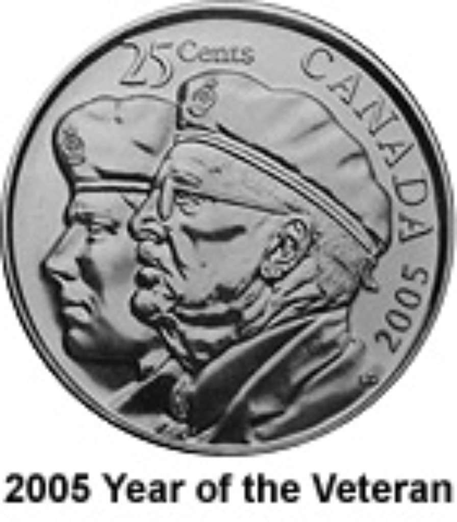 Canada Base Metal 2005 Card Twenty-Five Cents, Veteran, First Day