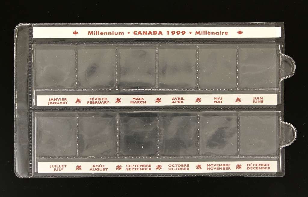 1999 Canada 12 Coin 25 cent  Millennium Vinyl Coin Set Holder, Empty