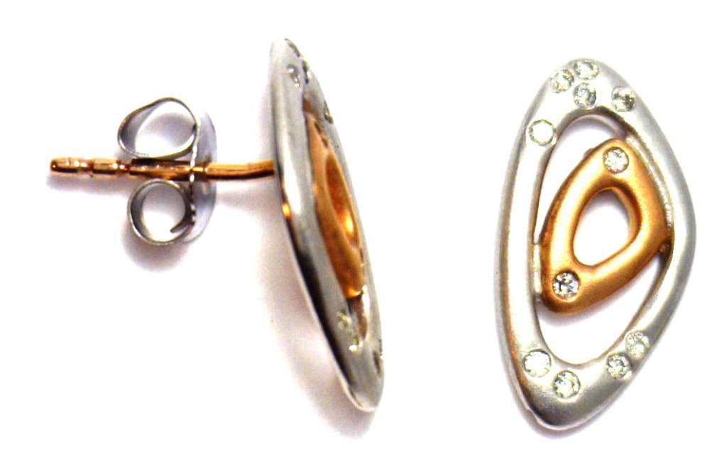 14kt yellow gold and white gold diamond earrings