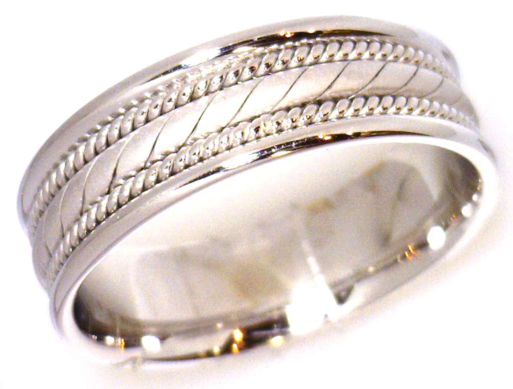 14kt white gold Malo wedding band ring, 7mm width, comfort fit style, polished finish