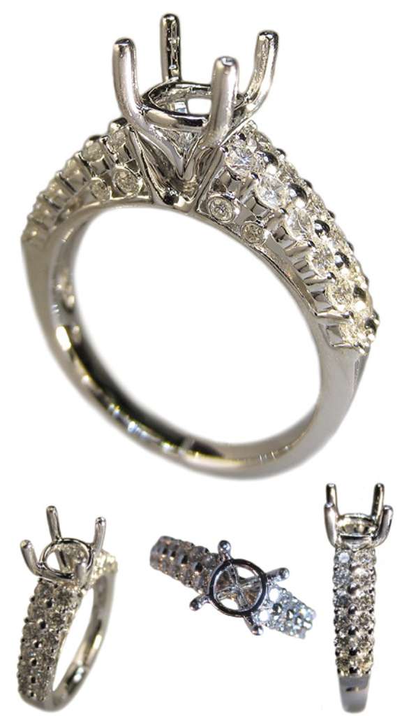 Ladies' Fancy Engagement Ring Semi-Mount 18kt white gold mounting
