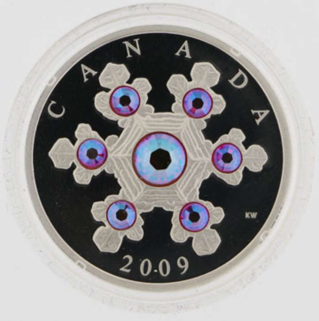 2009 20 Dollar .9999 Silver Coin: Crystal Snowflake Series - Pink selling