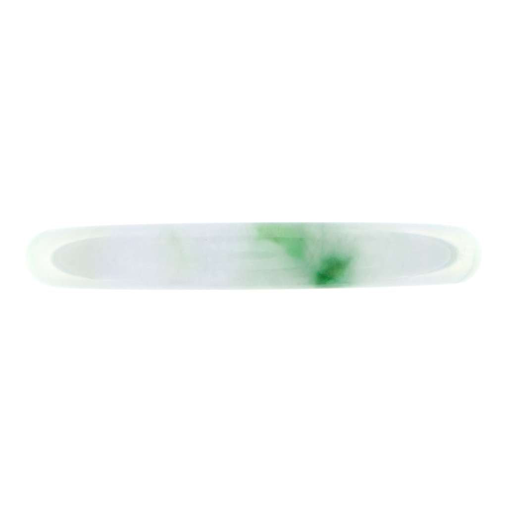 Interior view of Burmese natural jadeite jade bangle showing smooth inner circle and light translucence