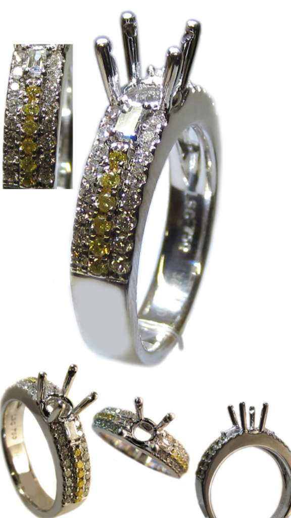 Ladies' 18kt white gold fancy engagement ring semi-mounting
