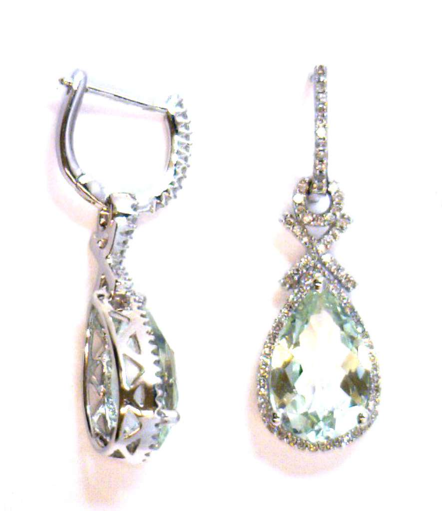 14kt white gold green quartz earrings