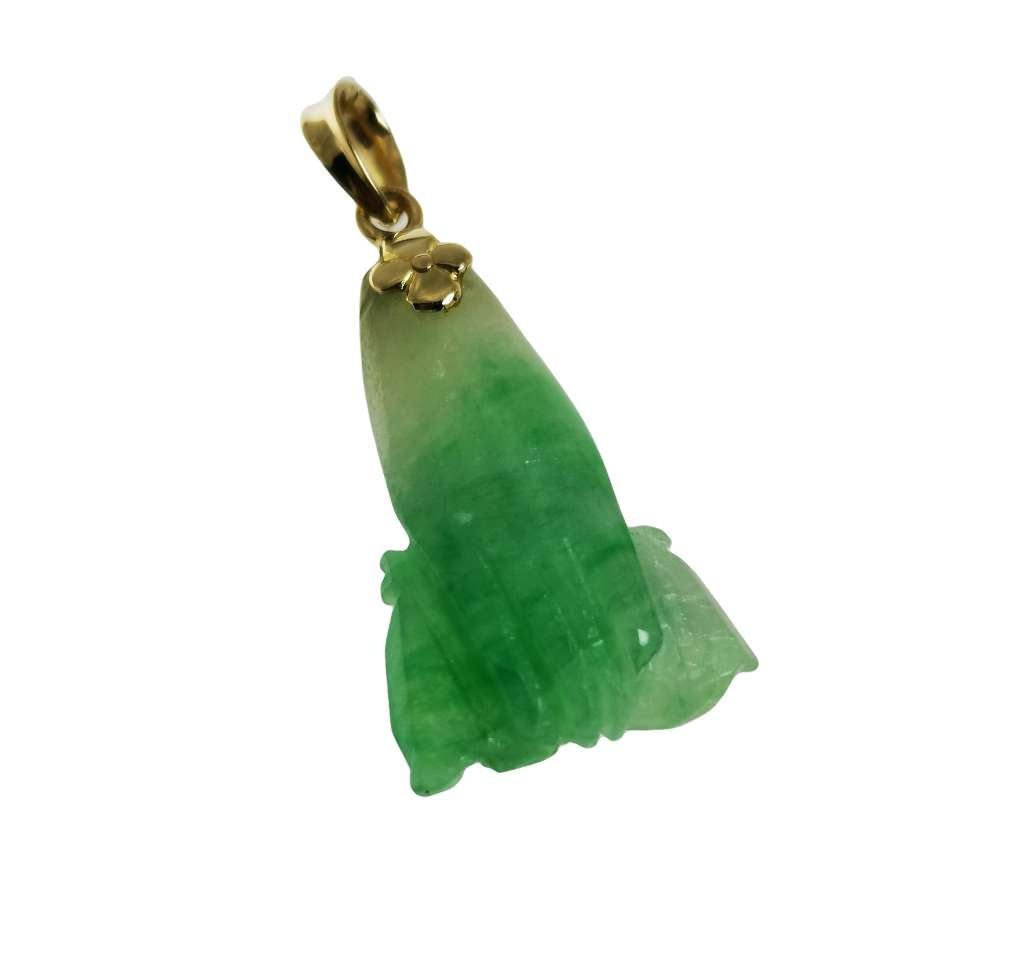 14kt yellow gold jadeite jade pendant