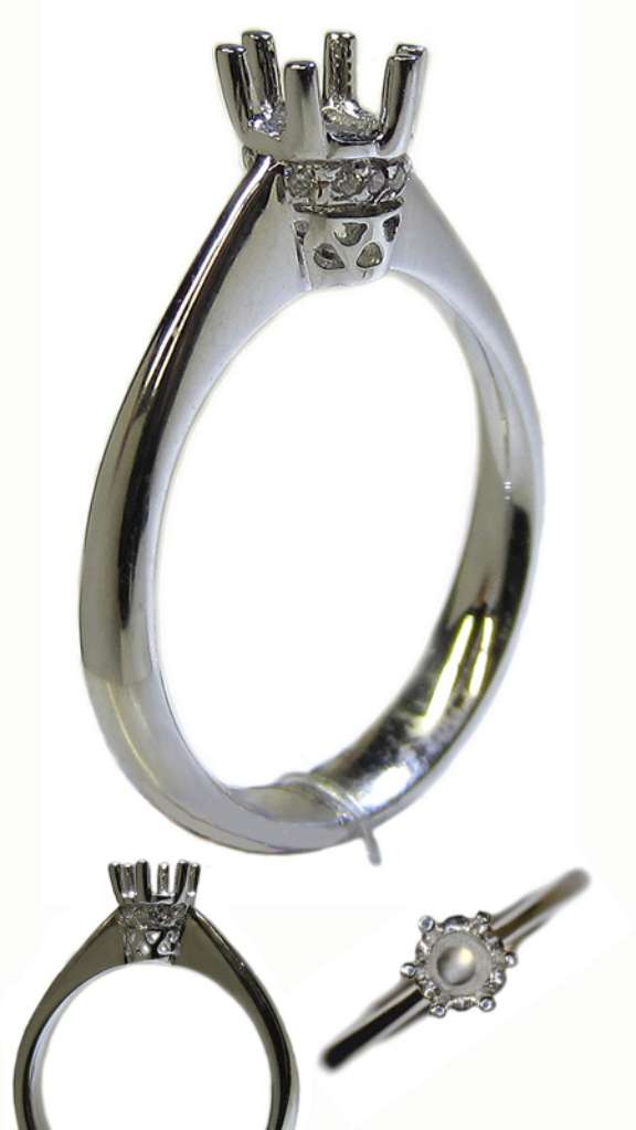 Ladies' Fancy Engagement Ring Semi-Mount 18kt white gold mounting