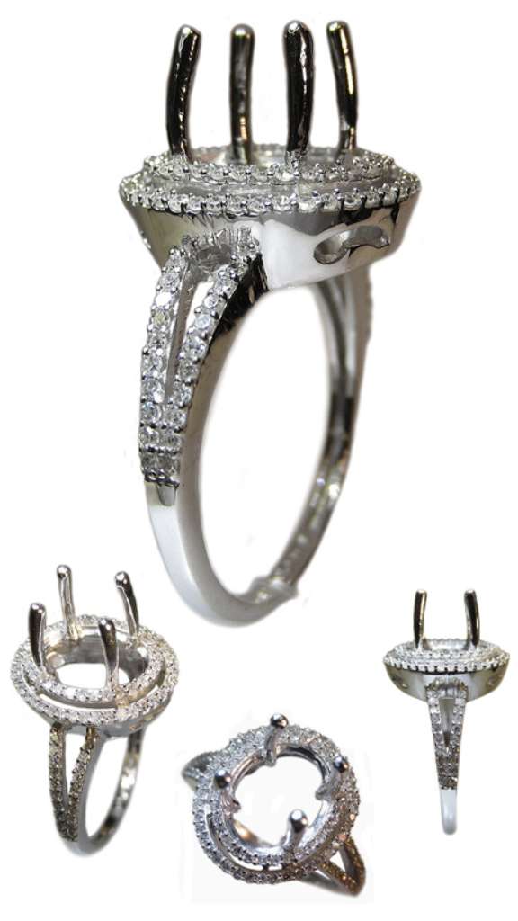 Ladies' 14kt white gold fancy engagement ring semi-mounting