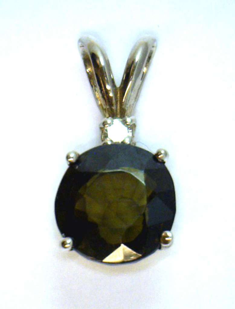14kt white gold brown zircon pendant