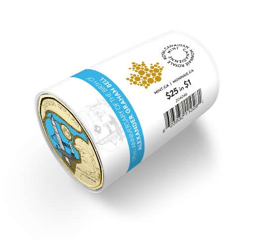 fullMatchVisible2022 "175'th Anniversary of the Birth of Alexander Graham Bell" Coloured RCM Special Wrap Roll of $25 Face Value$1